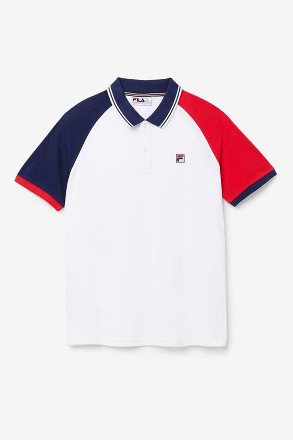 Camisas Polo Fila Homem Branco/Azul Marinho/Vermelhas - Fila Apollo En Portugal,YBWN-34951